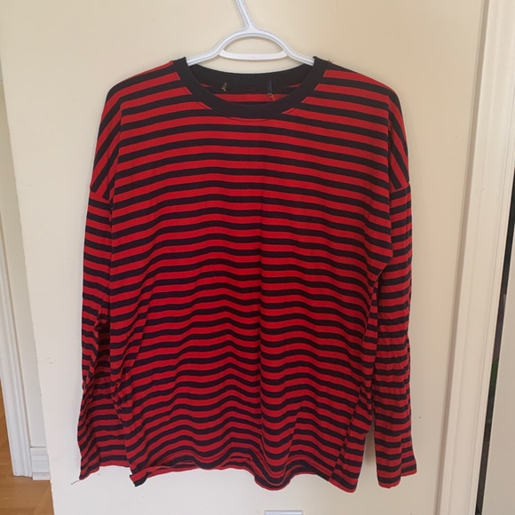 MIXXMIX Black and Red Striped Long Sleeve shirt - Picture 2 of 2